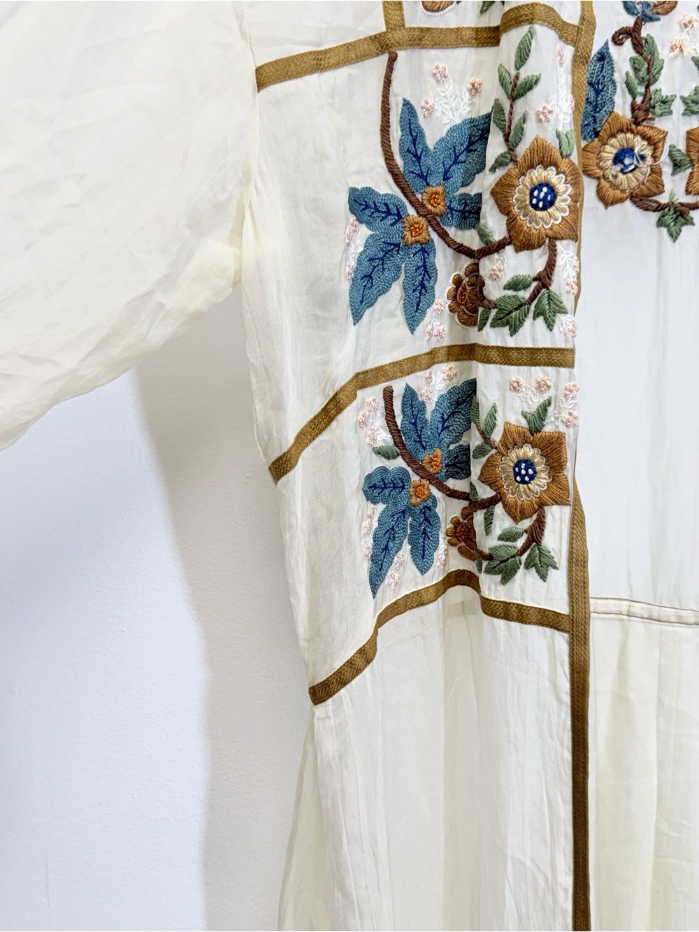 Anthropologie Pinnacle Shruti Sancheti Silk Floral Embroidered Duster Medium - Picture 5 of 16